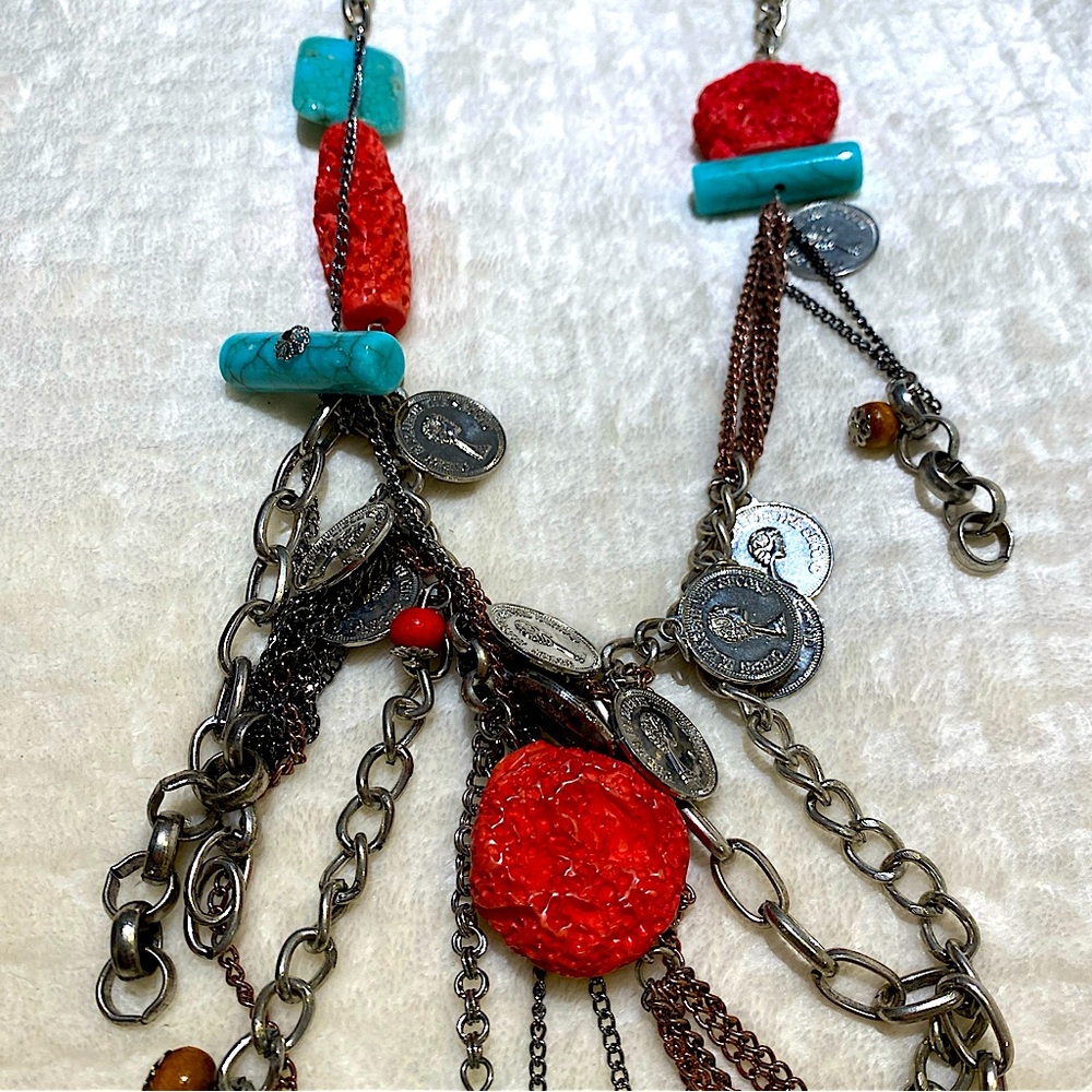 Alisha D. Coral Turquoise and Silver Statement Necklace 🪸